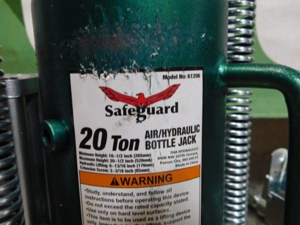Safeguard 20 Ton Cap Air-Actuated Bottle Jack 61206 PARTS/REPAIR