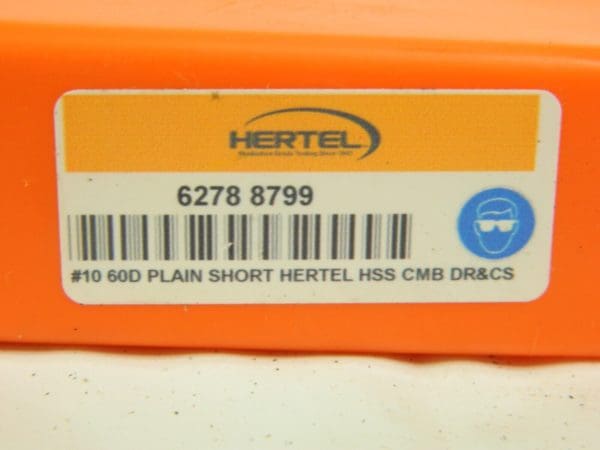 HERTEL HSS Combo Drill & Countersink: #10, 1″ Body Dia, 62788799