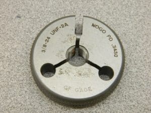 GF GAGE Threaded Ring Gage: 3/8-24 Thread, UNF, Class 2A NOGO R0375242AS