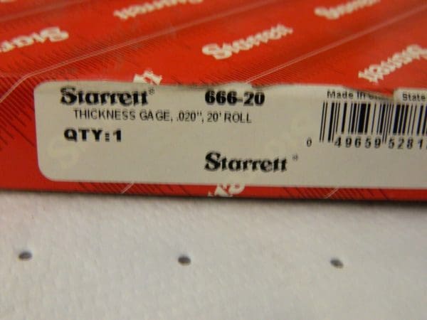STARRETT Feeler Stock Roll 0.02″ Thick 1/2″ Wide 20' Long Tempered Steel 52817