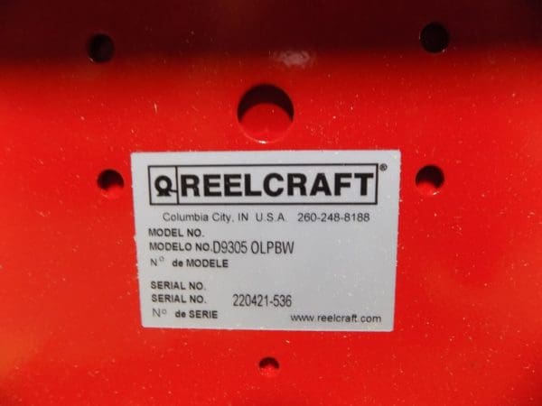 ReelCraft Spring Retractable Reel 100 Ft. Hose Capacity 3/4 Fitting D9305 OLPBW