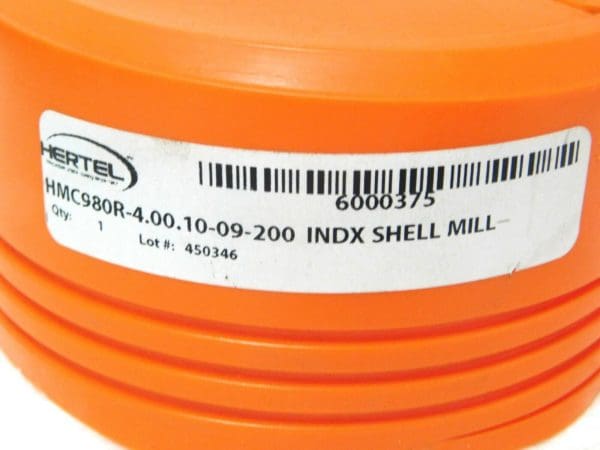Hertel Indexible Shell Mill 4” Cut Dia 1.25” Arbor Hole10Fl HMC980R-4.00.10-09-2