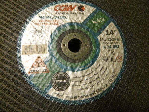 CGW Abrasives AO Cut-Off Wheel Type 1, 14″ Dia, 5/32″ Thick Qty 10 35599