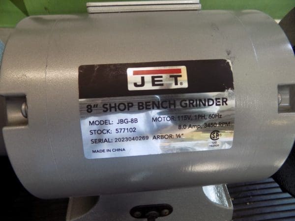Jet Shop Bench Grinder 8" Wheel Diameter 3450 RPM 115v 577102 Damaged