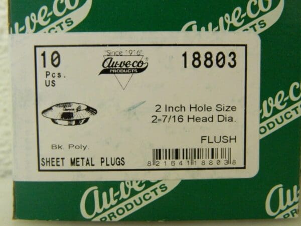 Auveco Flush Sheet Metal Plugs 130 Pack 2" Hole Black 18803