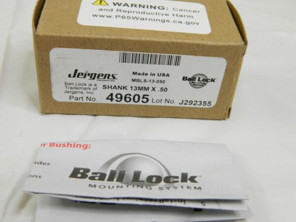 JERGENS Modular Fixturing Shank: Ball Lock, 13 mm Shank Dia, Steel 49605