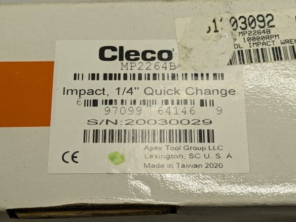 Cleco Dotco Air Impact Wrench 1/4"Drive 90 PSI 10000 RPM MP2264B PARTS/REPAIR