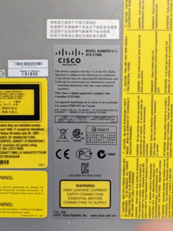 Cisco Nexus 7000 Series 9-Slot Switch N7K-C7009 Parts / Repair