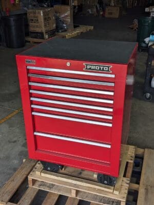 Proto Heavy Duty Roller Cabinet Tool Box 8 Drawer 38 x 27 x 22 Steel Red USED