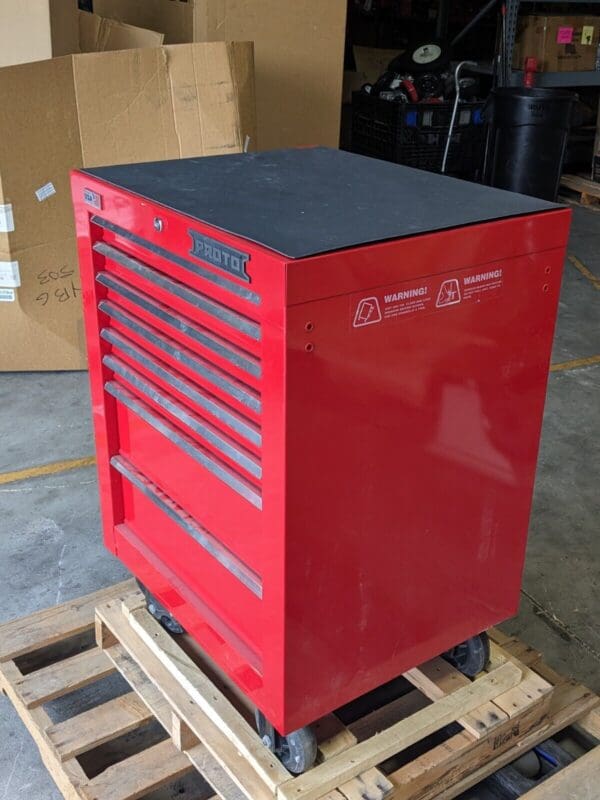 Proto Heavy Duty Roller Cabinet Tool Box 8 Drawer 38 x 27 x 22 Steel Red USED