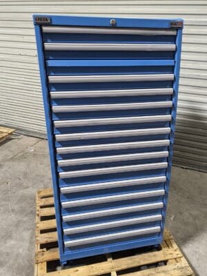 Lista 16 Drawer Modular Storage Cabinet 59 x 28 x 28 Steel Blue DAMAGED