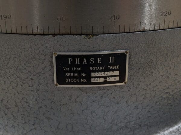 Phase II Horizontal / Vertical Rotary Table 16" Diameter 4MT 221-316 Damaged