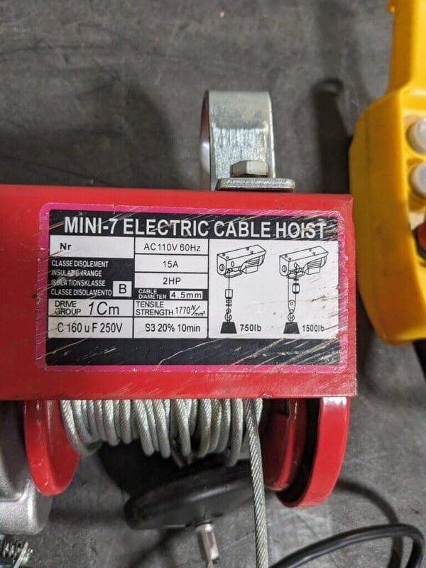 VESTIL Electric Cable Hoist: Pendant & Push Button Controller DAMAGED MINI-7