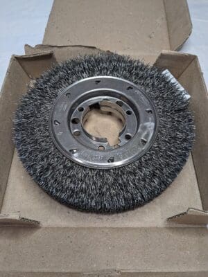 OSBORN Wheel Brush: 8″ Wheel Dia, Crimped 2″ Hole, Steel, 4,500 RPM 0002201300