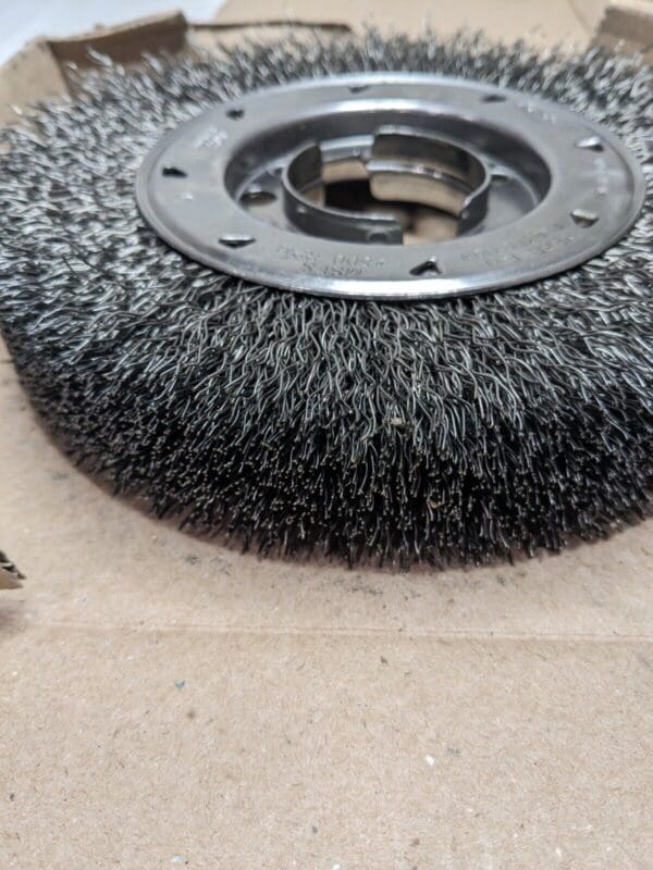 OSBORN Wheel Brush: 8″ Wheel Dia, Crimped 2″ Hole, Steel, 4,500 RPM 0002201300