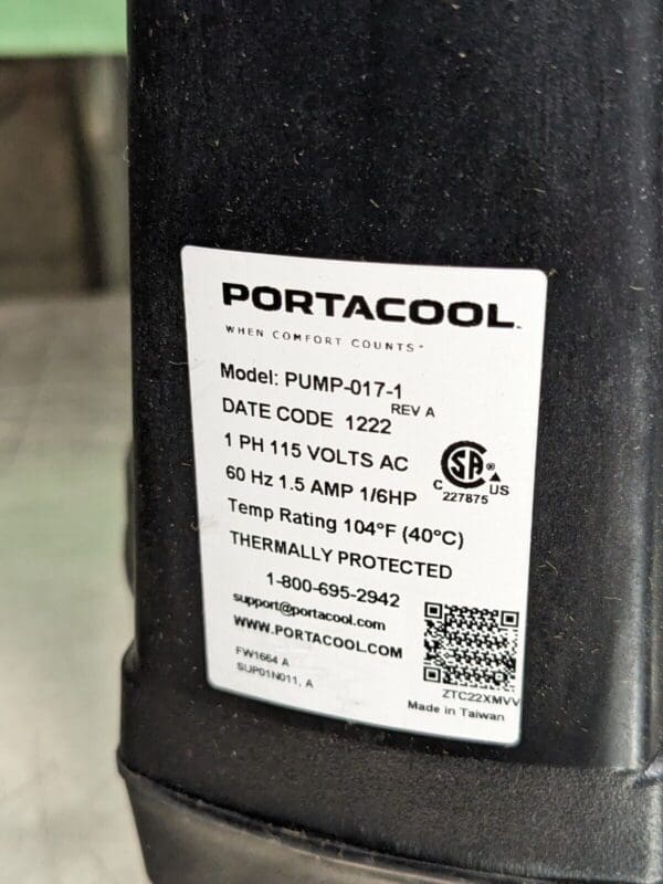 Portacool Replacement Pump for Jetstream 250, 260, 270 Evaporative Coolers