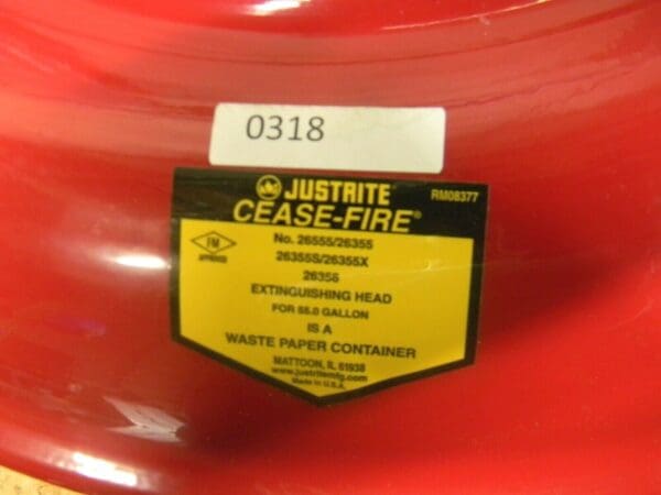 Justrite Cease-Fire Red Steel Head for 55 Gal. Drum 24" Diameter 26355