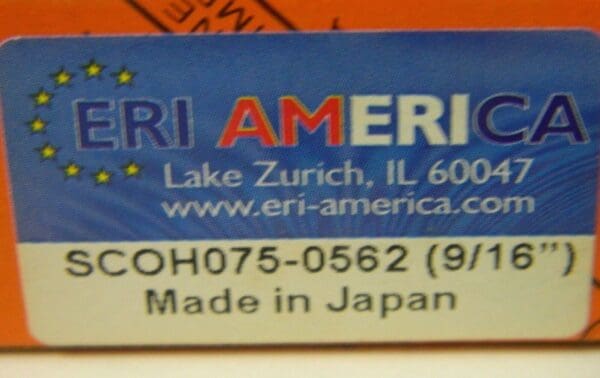 Eri America 9/16" Straight Coolant Collet for HPC075 Milling Chuck #SCOH075-056