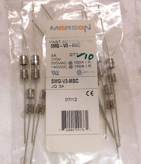 Mersen Fast Acting Miniature Glass Fuse 350V 3A 10PK Lot of 7 SMG-V3
