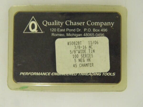 Quality Chaser Co. 100 Series Chaser Set 3/8"-16 UNC 5/8" Wide 50828T