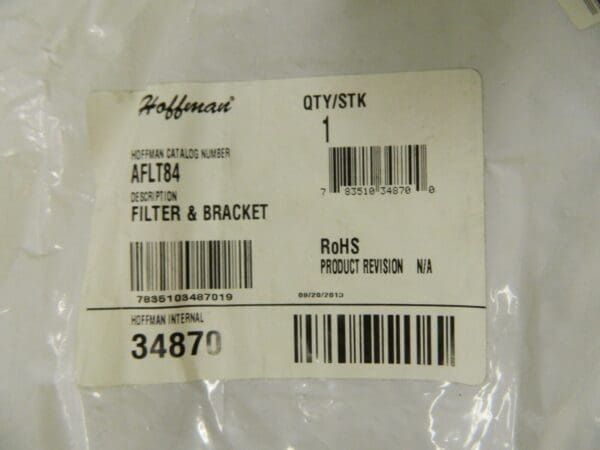 Hoffman Electrical Enclosure Aluminum Filter Kit 1/2" x 11" x 5-7/8" AFLT84