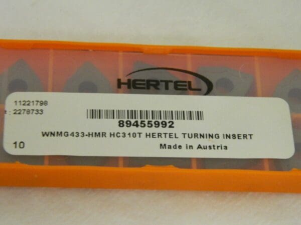 Hertel 89455992 WNMG433-HMR HC310T Carbide Turning Insert Lot of 10