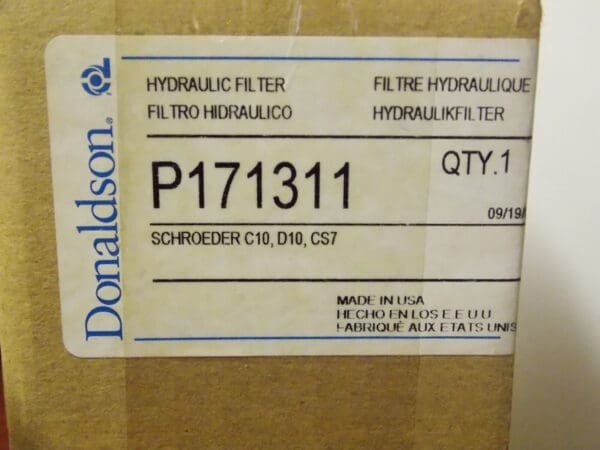 Donaldson Hydraulic Cartridge Filter 2.69"OD 1.01"ID 4.56"L P171311
