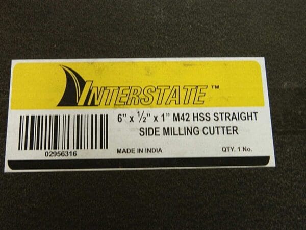 Interstate Straight Side Milling Cutter HSS M42 6" x 1/2" x 1" 20T 02956316