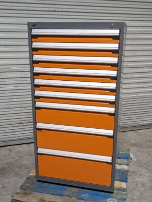 Rousseau Modular Storage Cabinet Grey / Orange 9 Drawer 60" H x 30" W x 27" D