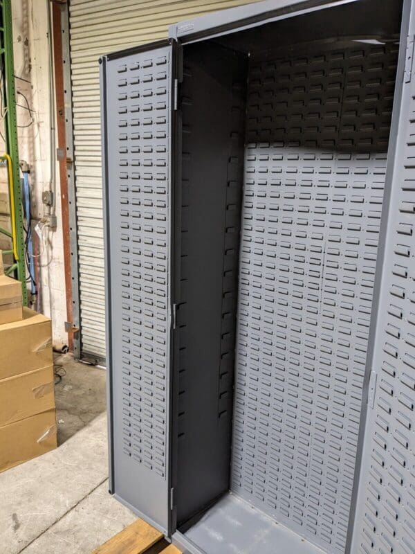 Durham Heavy Duty Storage Cabinet w/ Bins 84 x 36 x 18 Steel Gray DAMAGED