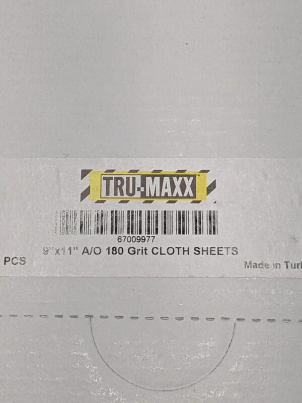 TRU-MAXX Sanding Sheet: 180 Grit, Aluminum Oxide, Coated Qty 100 67009977