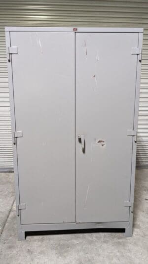 LYON Locking Steel Storage Cabinet 4 Shelf Padlock Hasp 48x24x82 DD1120 Damage