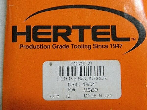 Hertel Jobber Drills Oxide 19/64" Dia. x 4-3/8" OAL 135° HSS Qty. 12 #84579200