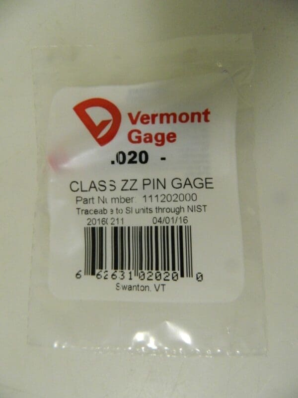 Vermont Gage 0.02" Diameter Class ZZ Minus Plug and Pin Gage 10 Pack 111202000