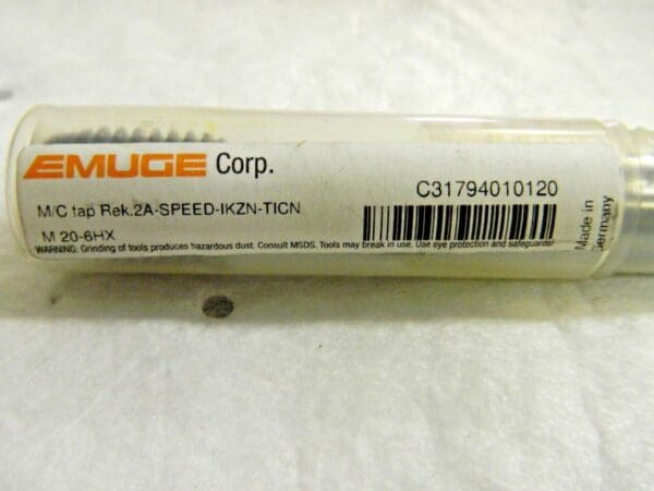 Emuge Cobalt Straight Flute Machine Tap Through Coolant M20–6HX C3179401.0120