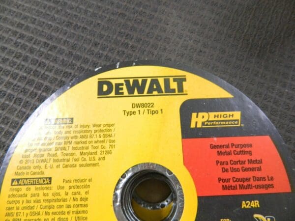 DeWALT 12" Aluminum Oxide Cutoff Wheel QTY 10 DW8022