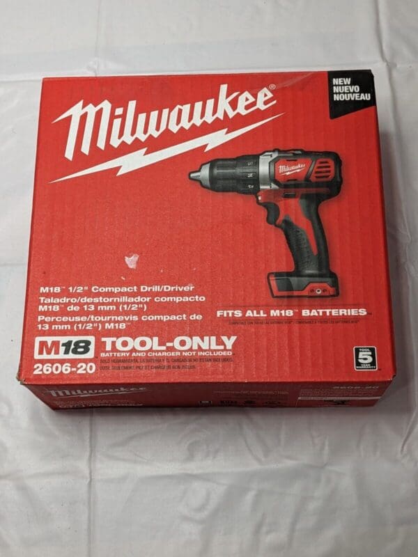 Milwaukee Cordless Drill: 18V, 1/2″ Chuck 2606-20 TOOL ONLY