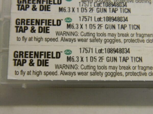Widia Greenfield Spiral Point Gun Tap M6.3 x 1" D5 2FL HSS Lot of 3 USA #17571
