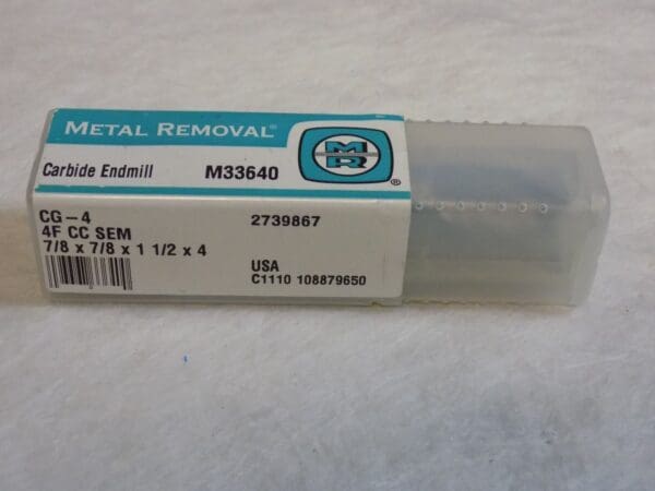 Metal Removal Square End Mill 7/8" x 1-1/2" x 4" 4FL Solid Carbide #M33640