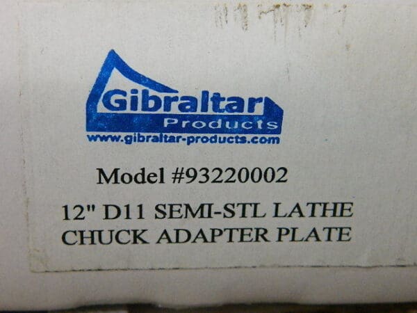 Gibraltar Semi-Steel Adapter Plate for 12" Lathe Chucks D11 Mount