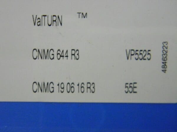 Valenite Carbide Turning Inserts CNMG644R3 VP5525 VALTURN Qty. 10 #01489