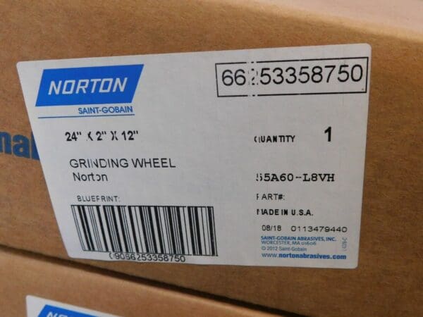 Norton Grinding Wheel 24" x 2" x 12" 66253358750