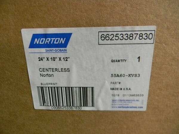 Norton Centerless Type 01 Straight Grinding Wheel 24" x 10" x 12" 66253387830