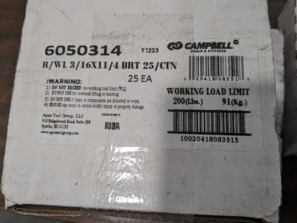 CAMPBELL approx 75pcs 3/16 Inch Wire Size Welding Rings 6050314