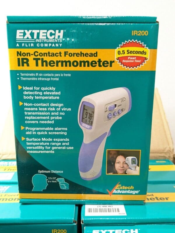 CASE of 20 EXTECH Non-Contact Forehead IR Thermometer from 89.6 to 108.5°F IR200