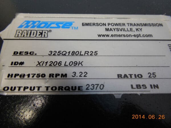Morse Raider Worm Gear Reducer 25:1 Left & Right Output C-Face 325Q180LR25