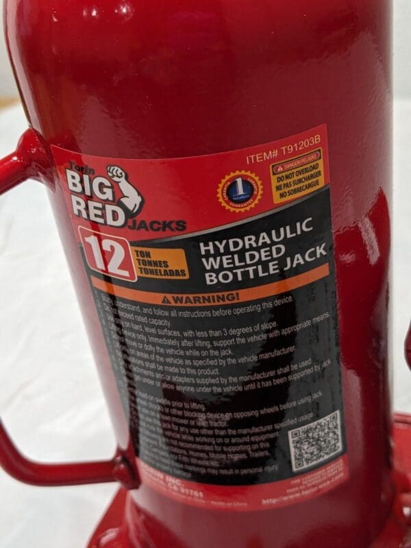 Big Red Torin 12 Ton Portable Bottle Jack Heavy Duty T91203B