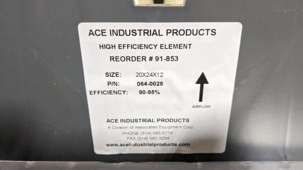 Ace Industrial Main Filter For Mobile 95% Efficiency 20X24X12 Inches 91-853