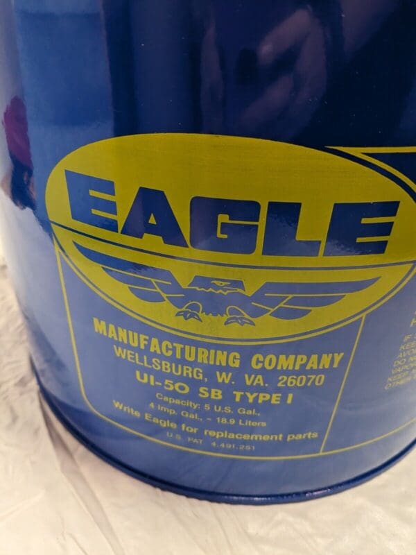 EAGLE Safety Can: 5 gal, Steel 13-1/2″ High, 12-1/2″ Dia UI50SB
