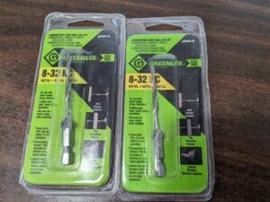 GREENLEE 2pk #8-32 to #8-32, 3″ Overall Length, 2″ Drill Length HSS LDTAP8-32
